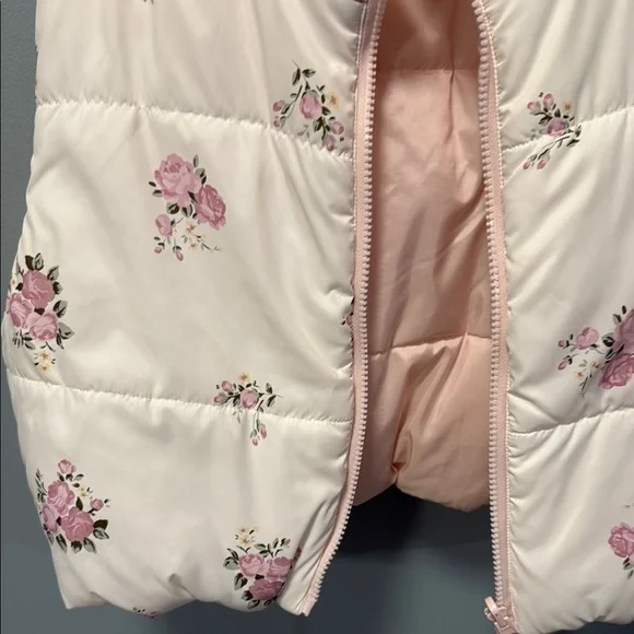 Floral Pink Kids Puffer Vest - Picture 2 of 11